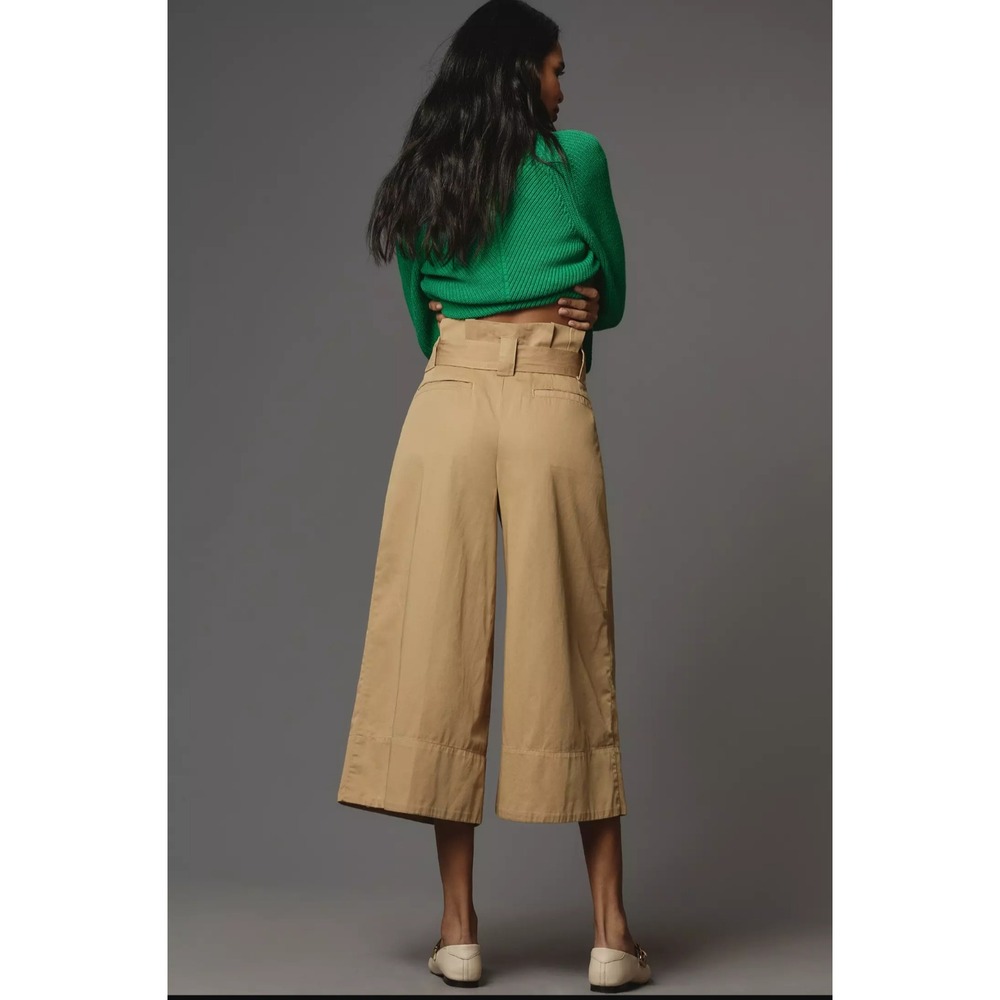 New Maeve Anthropologie Pants 6 Wide Leg Cropped High Rise Paperbag Culottes NWT - Picture 2 of 9